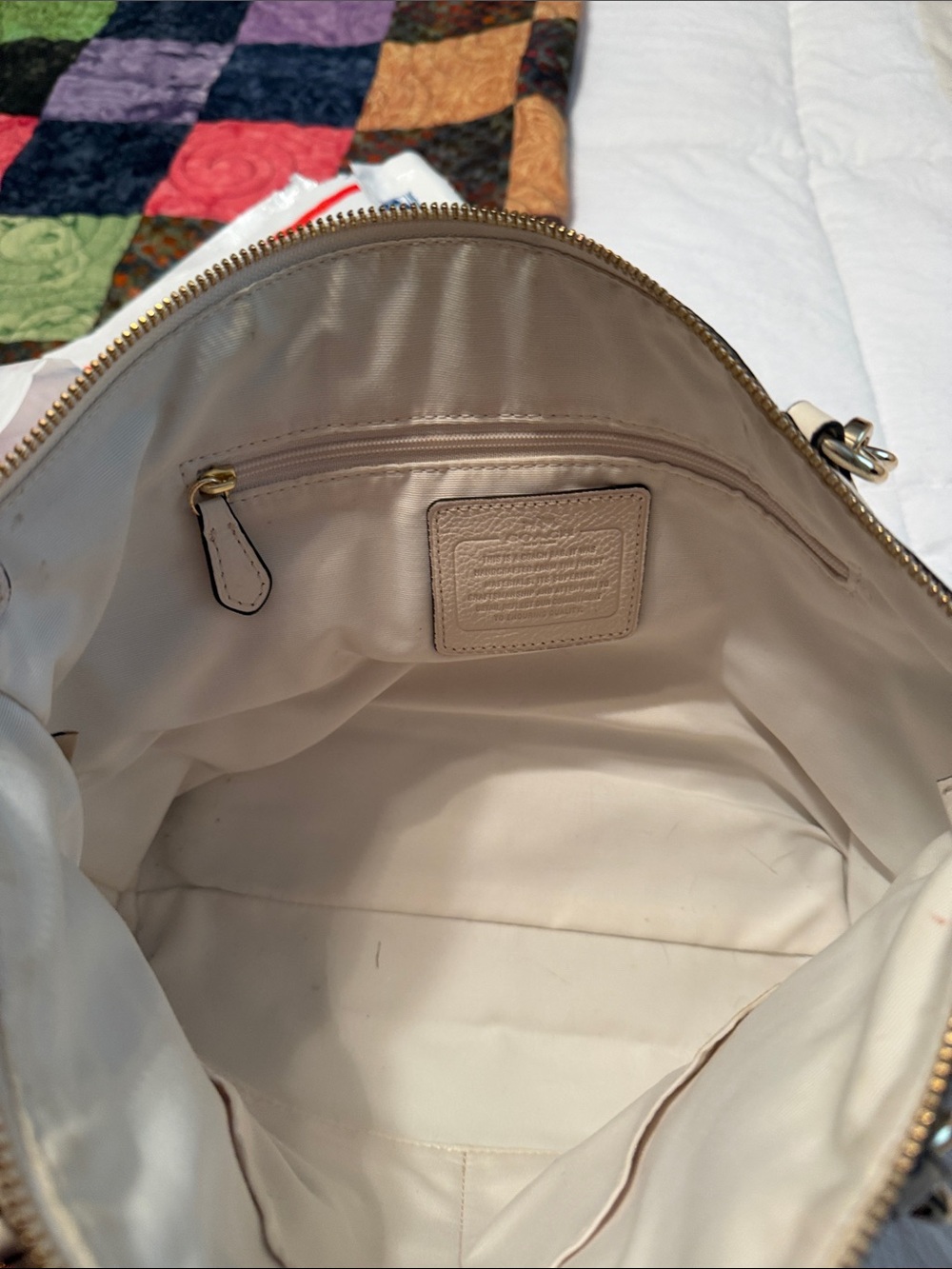 Coach Pebbled Leather Satchel Crossbody Ivory Cream Bag - Picture 7 of 12